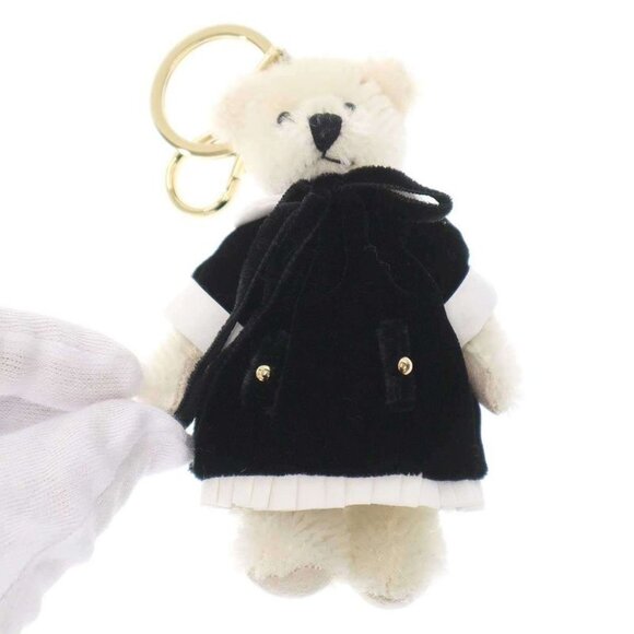 Prada Teddy Bear Key Chain Bag Charm Ivory Black